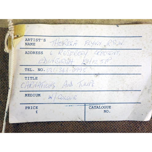 Theresa Flynn RSW (Scottish, 1923–2009), Carnations & Tulips