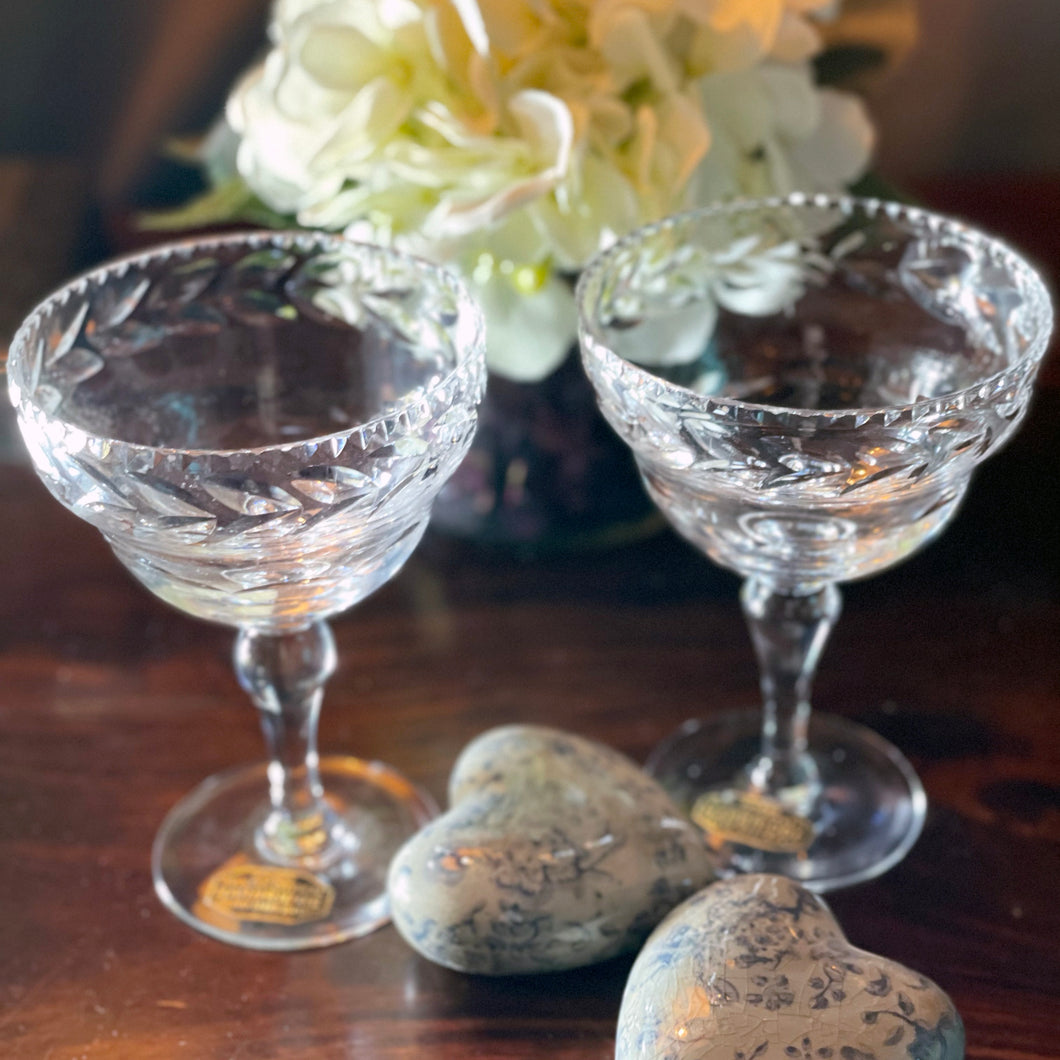 Vintage Harbridge Crystal - Champagne Coup - Set of 2 - LINNHES LOVE