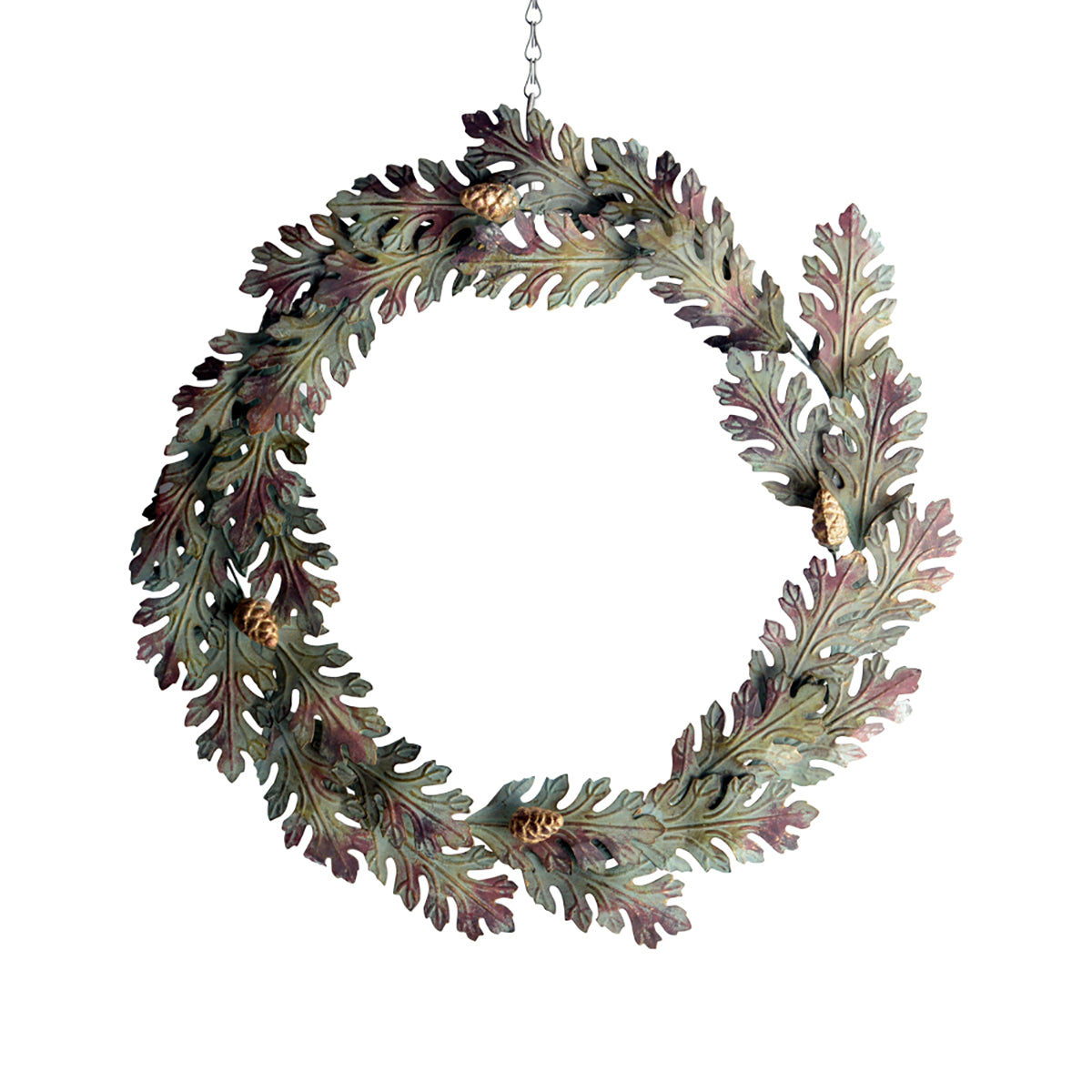 Autumn Oak Leaf & Cone Wreath - Antique metal