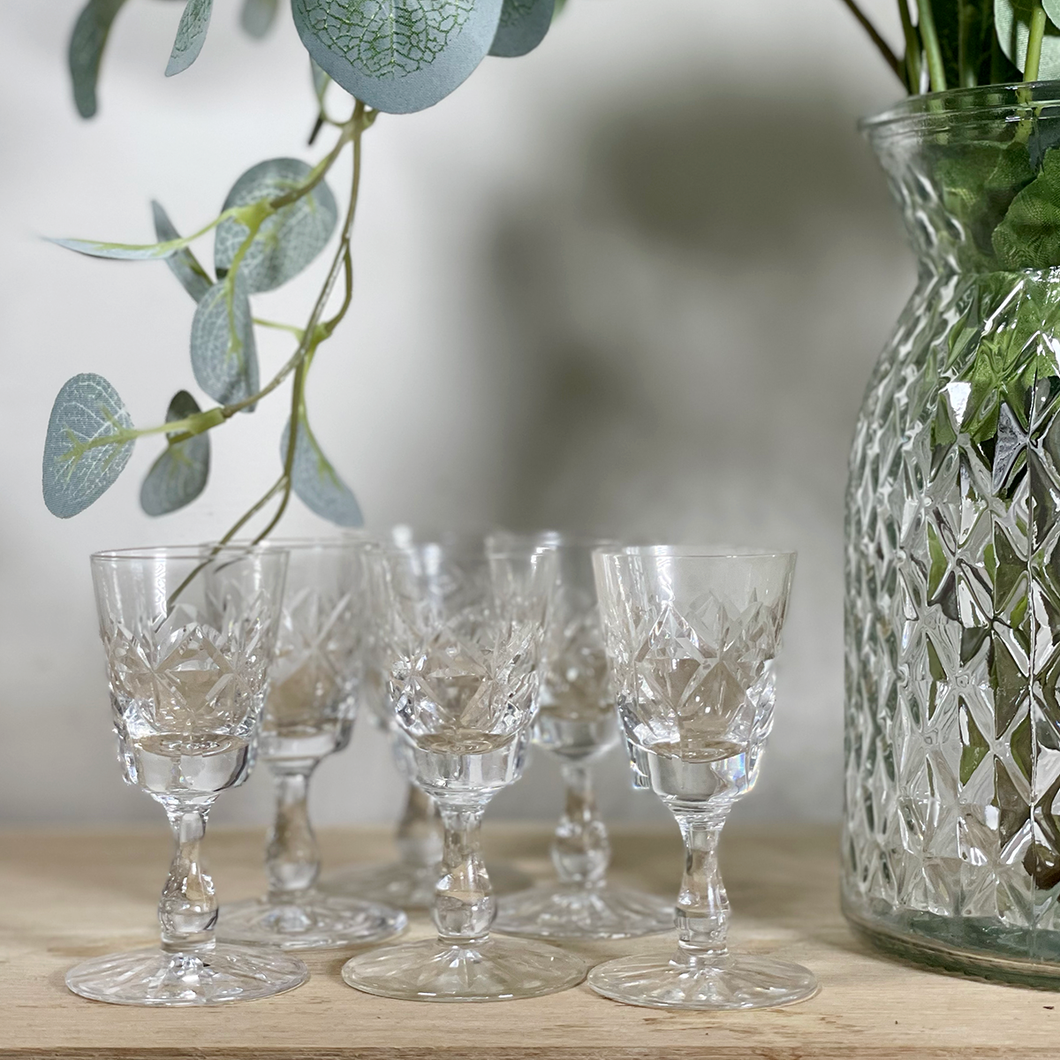 Antique Crystal Sherry Glasses