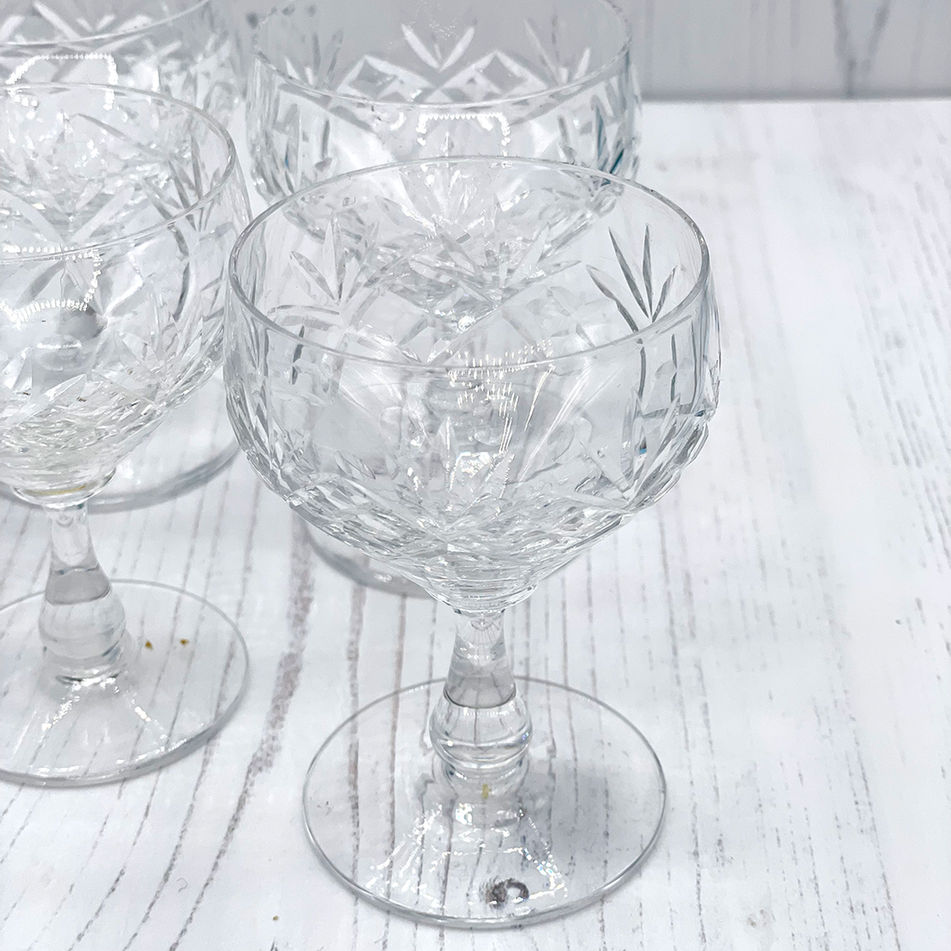 Vintage Edinburgh Crystal Sherry Balloon Glasses - Set of 5