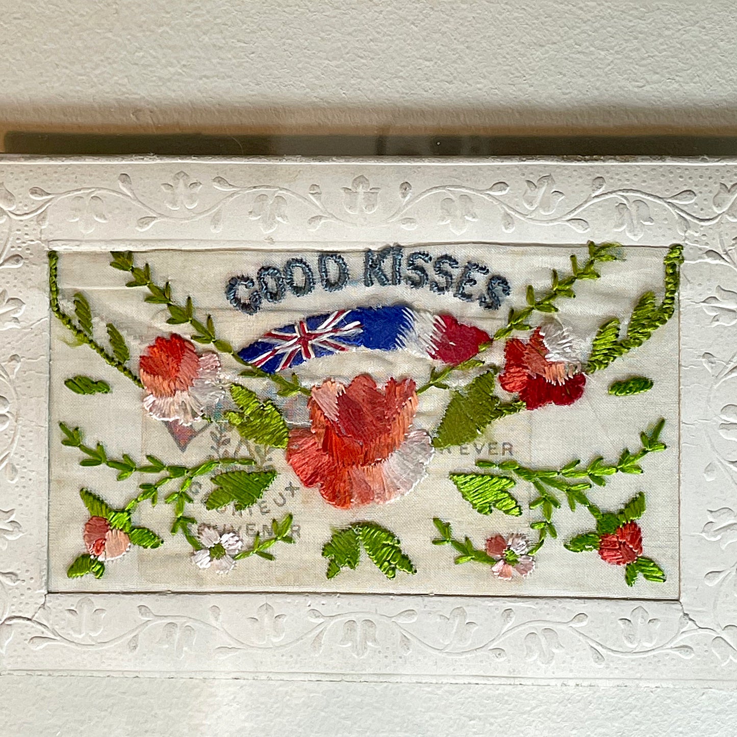 Valentine - Good Kisses - Embroidered - Rare Original