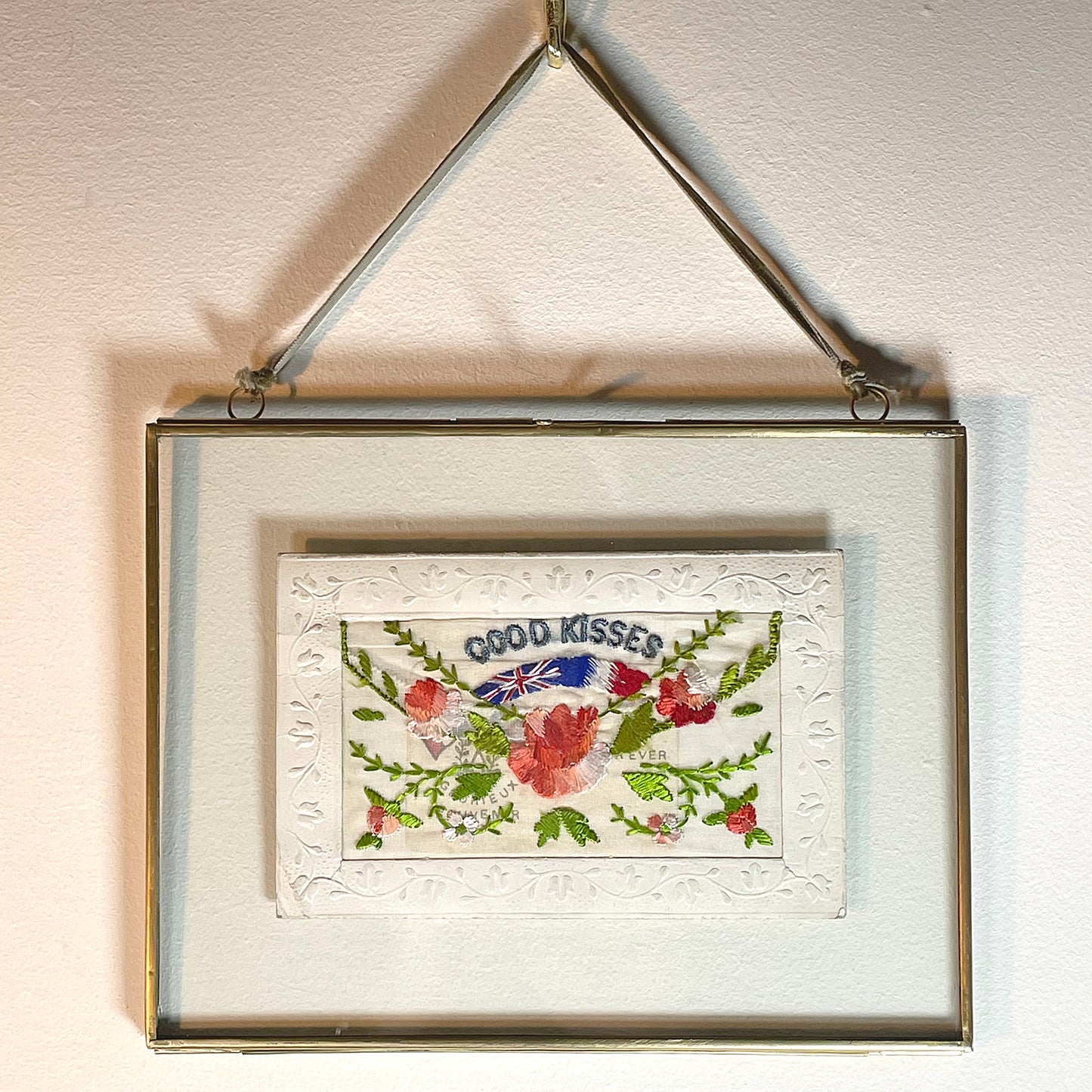 Valentine - Good Kisses - Embroidered - Rare Original