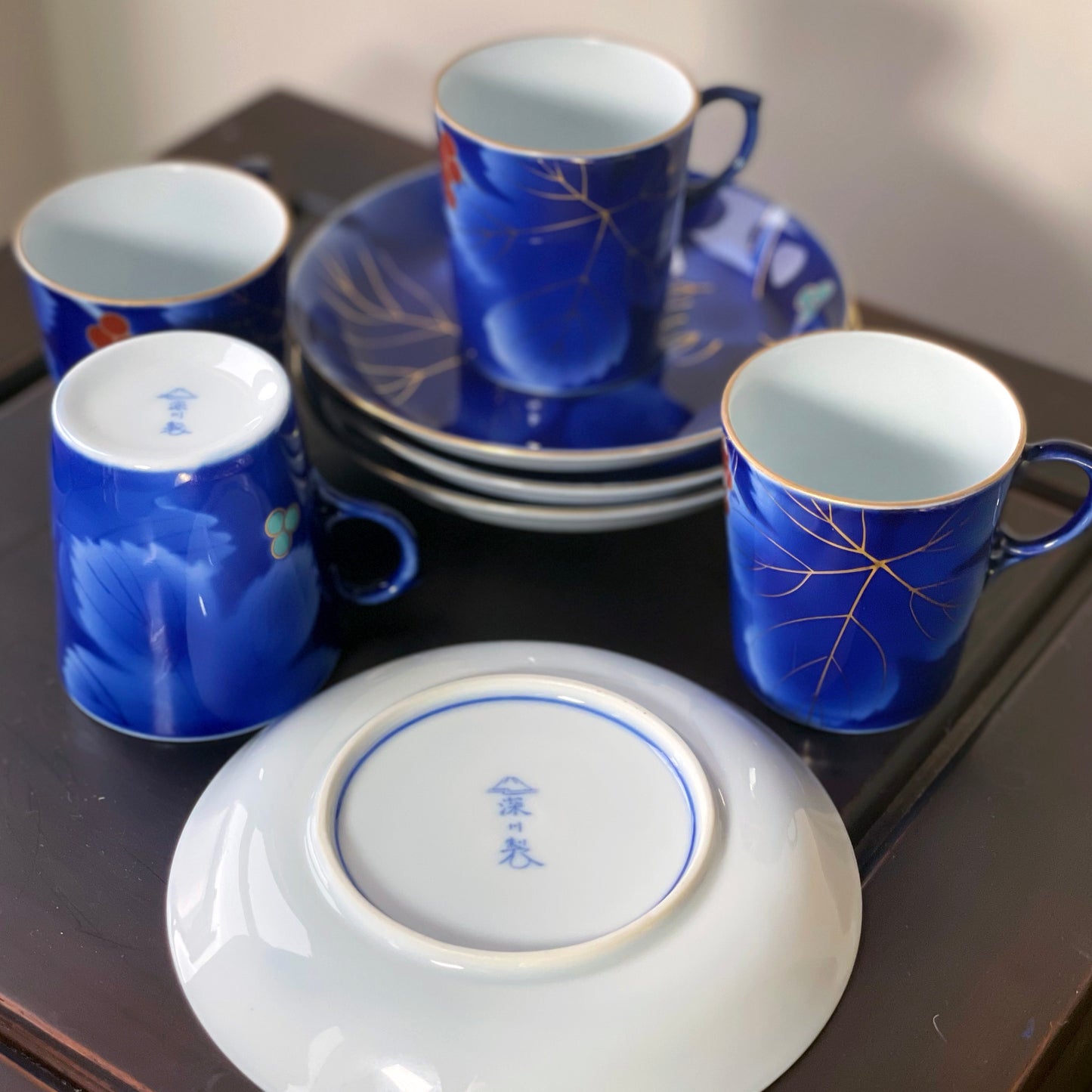 Stunning Cobalt Blue Japanese Demi-Tasse Set