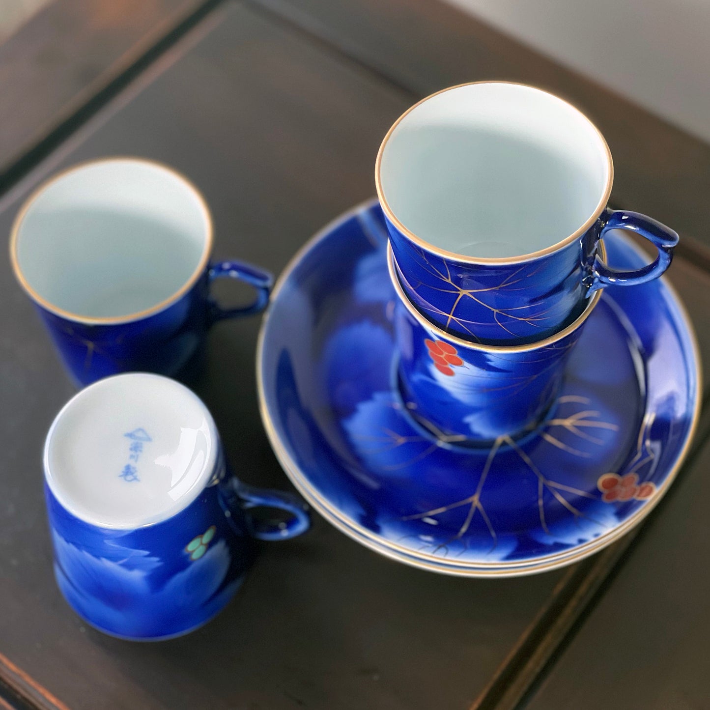 Stunning Cobalt Blue Japanese Demi-Tasse Set