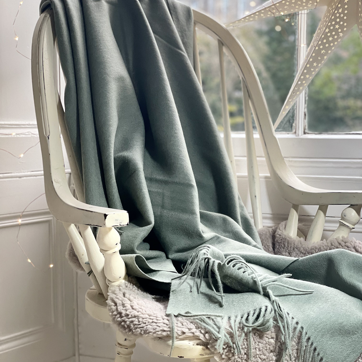 Luxurious Pure 100% Lambswool Blanket - Sage