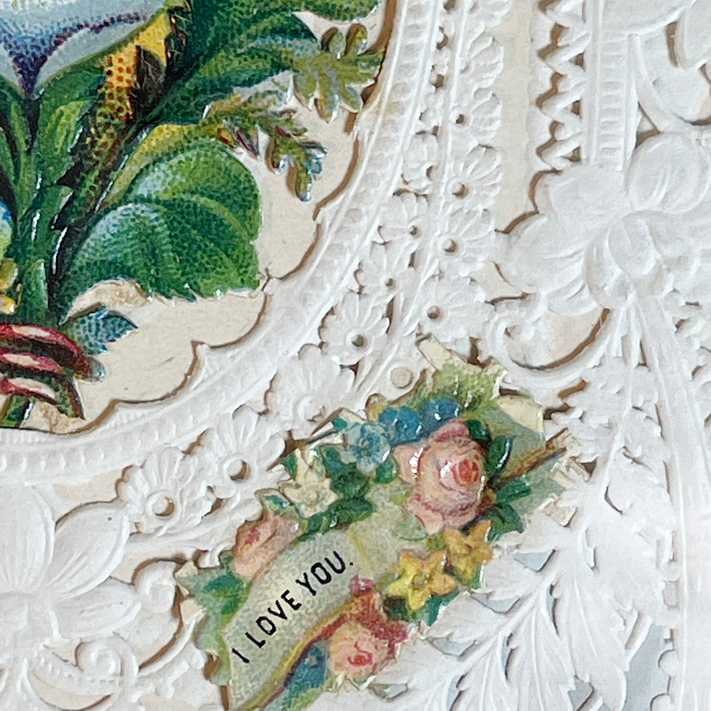 Valentine - Love - I Love U - Lace - Rare Original