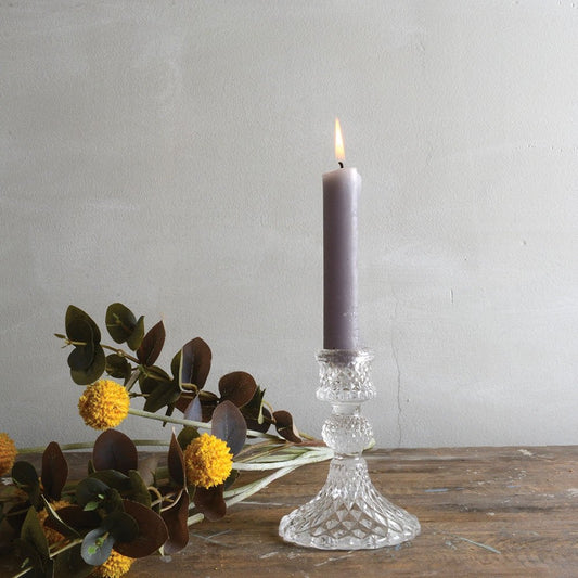 Harlequin Glass Candlestick - Clear